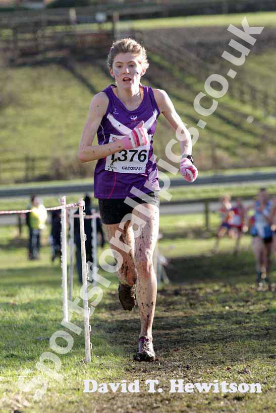 Elizabeth Potter on her way to 3rd place in the 2013 BUCS Cross Country Championships.